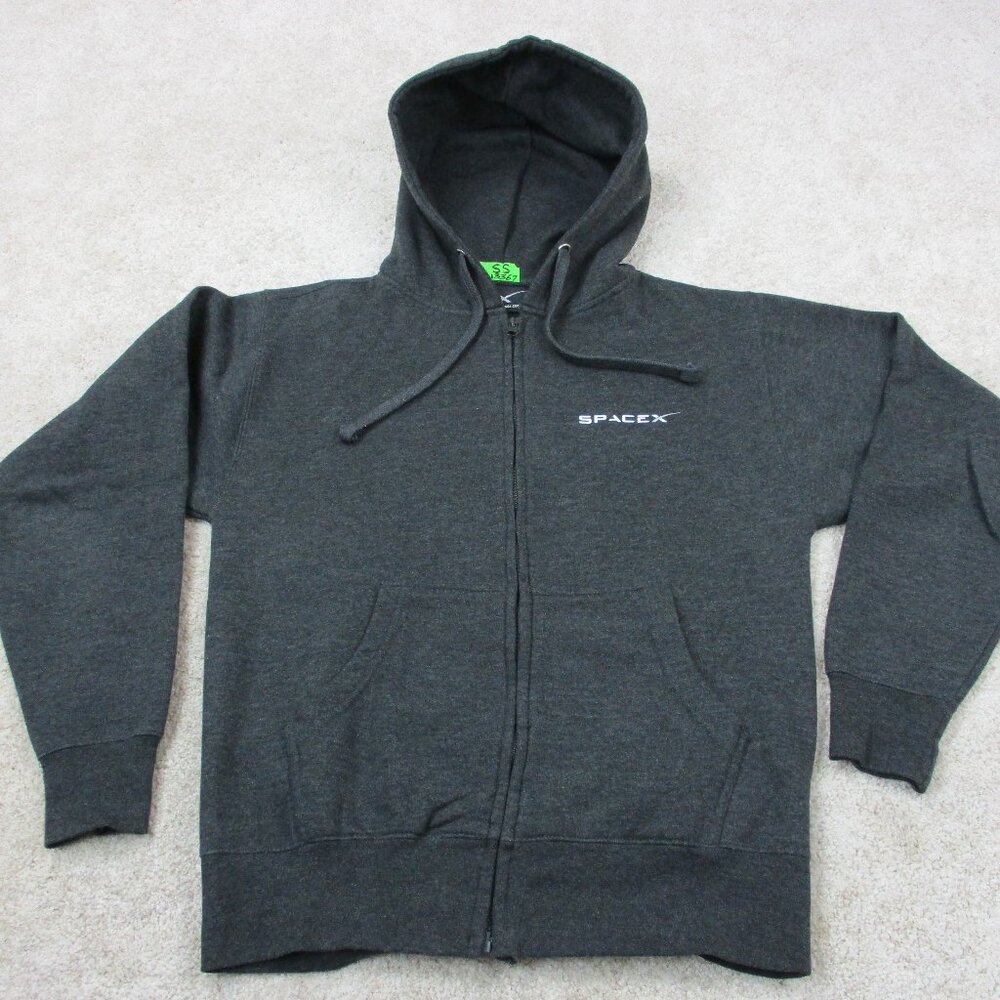 SpaceX Sweater Adult Small Gray Falcon Heavy Hoodie Elon Musk Sweatshirt Mens